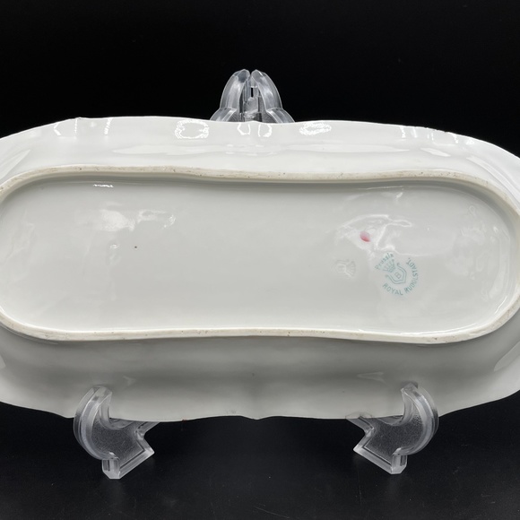 Royal Rudolstadt Prussia Pink Roses Antique Celery Serving Dish - Picture 9 of 9